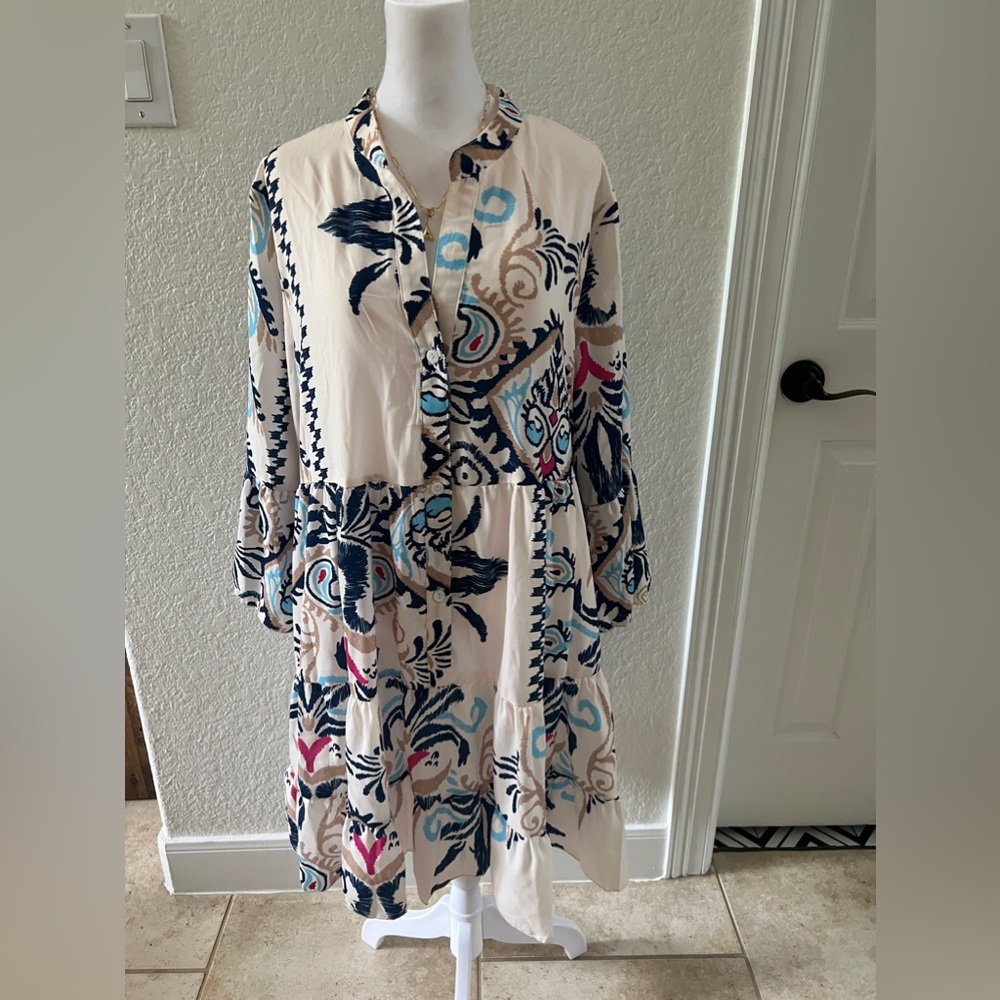 Elegant Multicolor Patterned Dress
